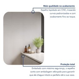 Espelho Orgânico Lapidado para Banheiro 80x60cm Aura  - 6