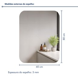 Espelho Orgânico Lapidado para Banheiro 80x60cm Aura  - 3