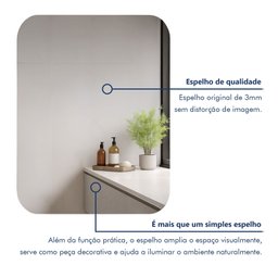 Espelho Orgânico Lapidado para Banheiro 80x60cm Aura  - 4