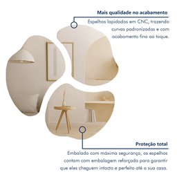 Conjunto de Espelhos Orgânico Trio Bolonha Lapidado 90x70 - 6