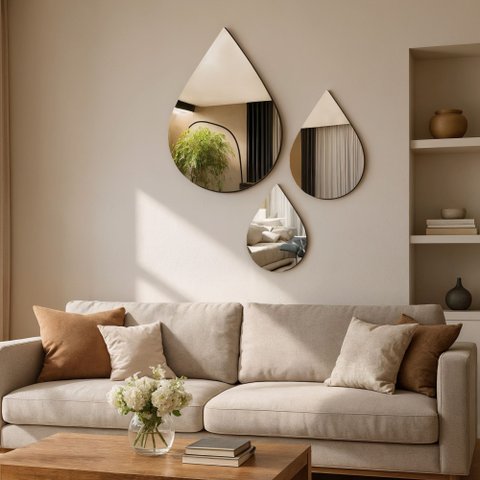 Conjunto de Espelhos Orgânico Trio Gota 78x58,3 58x43,4 48x36