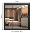 Ver imagem 3 de Guarda-Roupa Casal Madesa Lyon 3 Portas de Correr de Espelho 2 Gavetas Preto Cor:Preto
