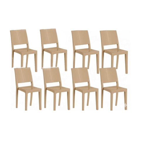 Cadeira Cozinha Hydra Plus Kit C/ 8 Cadeiras Polipropileno Capuccino - Kappesberg