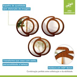 Conjunto de Espelhos Trio Emoldurado Mdf Fases 30x30 - 7
