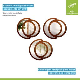 Conjunto de Espelhos Trio Emoldurado Mdf Fases 30x30 - 6