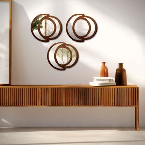 Conjunto de Espelhos Trio Emoldurado Mdf Fases 30x30