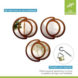 Conjunto de Espelhos Trio Emoldurado Mdf Fases 30x30 - 4