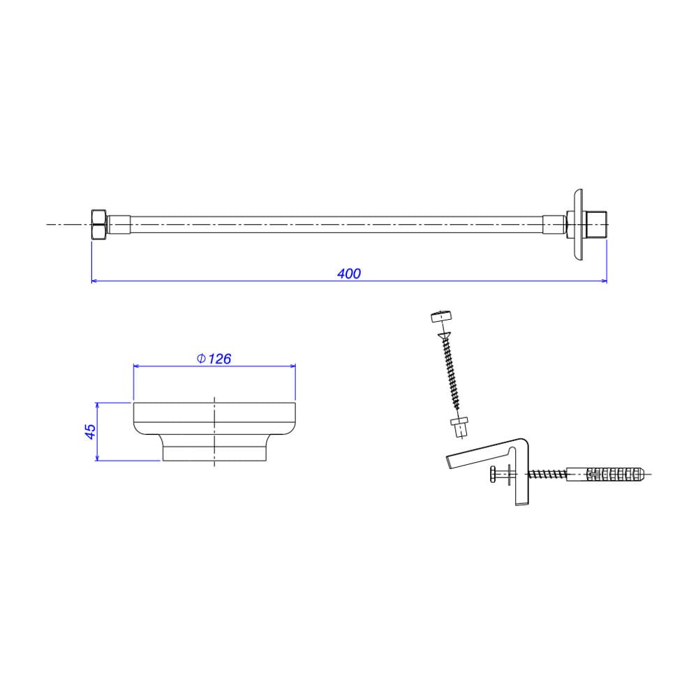 Kit de Instalação Cromado para Bacia com Caixa Acoplada com Fixação Lateral - Deca Deca Metais - 2