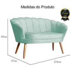 Namoradeira Sofá Pétala 2 lugares Veludo Acqua  Visalar Móveis - 5