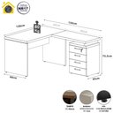 Ver imagem 2 de Escrivaninha L 1,20m C/ Gaveteiro 4 Gavetas Pés Painel F5 Cor:macadâmia com Branco