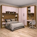 Ver imagem 1 de Guarda Roupa Modulado Casal 1,38 M Canto com Escrivaninha Paris Luciane M08:rosa