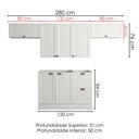 Ver imagem 3 de Cozinha Armário 4 Peças Balcão sem Tampo 280 cm Unna Branco Poliman