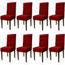 Ver imagem 1 de Kit 8 Cadeiras Sala de Jantar Estofadas Eloísa Veludo Vermelho (liz Maria)