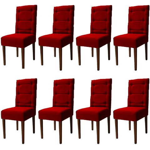 Kit 8 Cadeiras Sala de Jantar Estofadas Eloísa Veludo Vermelho (liz Maria)