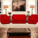 Ver imagem 5 de Kit Namoradeira Decorativa + 4 Poltronas para Sala Manicure Recepção Consultório Mila Suede