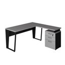 Ver imagem 3 de Mesa Escritório 1,50m Gaveteiro 3 Gavetas e Chave F5 Office Cor:cinza Sagrado com Preto