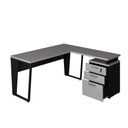 Ver imagem 4 de Mesa Escritório 1,50m Gaveteiro 3 Gavetas e Chave F5 Office Cor:cinza Sagrado com Preto