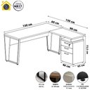 Ver imagem 2 de Mesa Escritório 1,50m Gaveteiro 3 Gavetas e Chave F5 Office Cor:cinza Sagrado com Preto