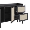 Ver imagem 7 de Balcão Buffet 2 Portas 2 Gavetas 139cm Palhinha Pé Madeira Preto/Nero