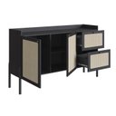 Ver imagem 4 de Balcão Buffet 2 Portas 2 Gavetas 139cm Palhinha Pé Madeira Preto/Nero