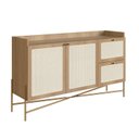 Ver imagem 6 de Balcão Buffet 2 Portas 2 Gavetas 139cm Palhinha Pé Metal Marrom/Hanover/Dourado