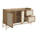 Ver imagem 4 de Balcão Buffet 2 Portas 2 Gavetas 139cm Palhinha Pé Metal Marrom/Hanover/Dourado