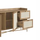 Ver mais imagens de Balcão Buffet 2 Portas 2 Gavetas 139cm Palhinha Pé Metal Marrom/Hanover/Dourado