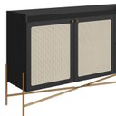 Ver imagem 6 de Balcão Buffet 2 Portas 2 Gavetas 139cm Palhinha Pé Metal Preto/Nero/Dourado