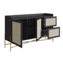 Ver imagem 4 de Balcão Buffet 2 Portas 2 Gavetas 139cm Palhinha Pé Metal Preto/Nero/Dourado
