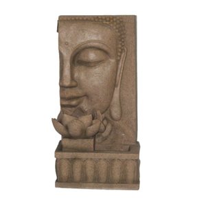 Fonte de Água Buda Flor de Lotus Cascata Grande Led Jardim