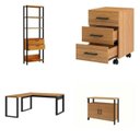 Ver imagem 5 de Conjunto Escritório Escrivaninha em L, Estante, Gaveteiro, Armário 100% MDF Freijó/Preto Fosco Pradel