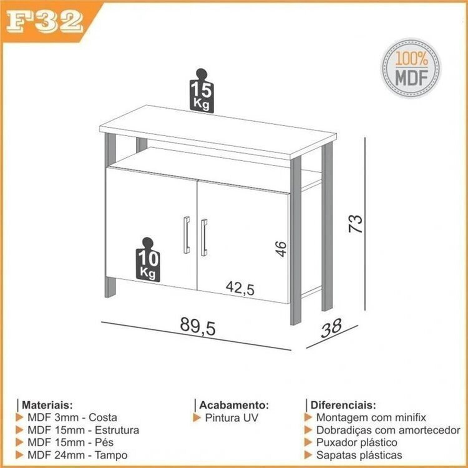 Kit 4 Peças 100% Mdf com Escrivaninha em L, Estante para Livros, Gaveteiro e Armário Multiuso Baixo - 3