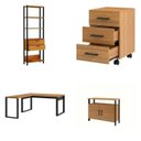 Ver imagem 2 de Conjunto Escritório Escrivaninha em L, Estante, Gaveteiro, Armário Freijó/Preto Fosco Pradel Marrom 100% MDF