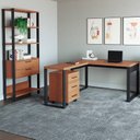 Ver imagem 1 de Kit 3 Peças 100% Mdf com Escrivaninha em L, Estante para Livros e Gaveteiro