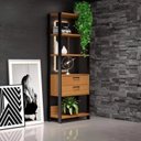 Ver imagem 7 de Conjunto 3 Peças com Escrivaninha em L, Estante para Livros e Gaveteiro Freijó Preto Fosco Marrom 100% MDF