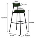 Ver imagem 5 de Banqueta Alta Stout Ae: 100 / Aa: 75cm C/02 Un. Bqst7510.2 Verde Musgo City Verde Musgo City