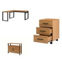 Ver imagem 2 de Kit 3 Peças 100% Mdf com Escrivaninha em L, Gaveteiro e Armário Multiuso Baixo