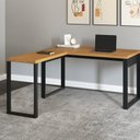 Ver imagem 3 de Conjunto 3 Peças com Escrivaninha em L, Gaveteiro e Armário Multiuso Baixo Freijó Preto Fosco Marrom 100% MDF
