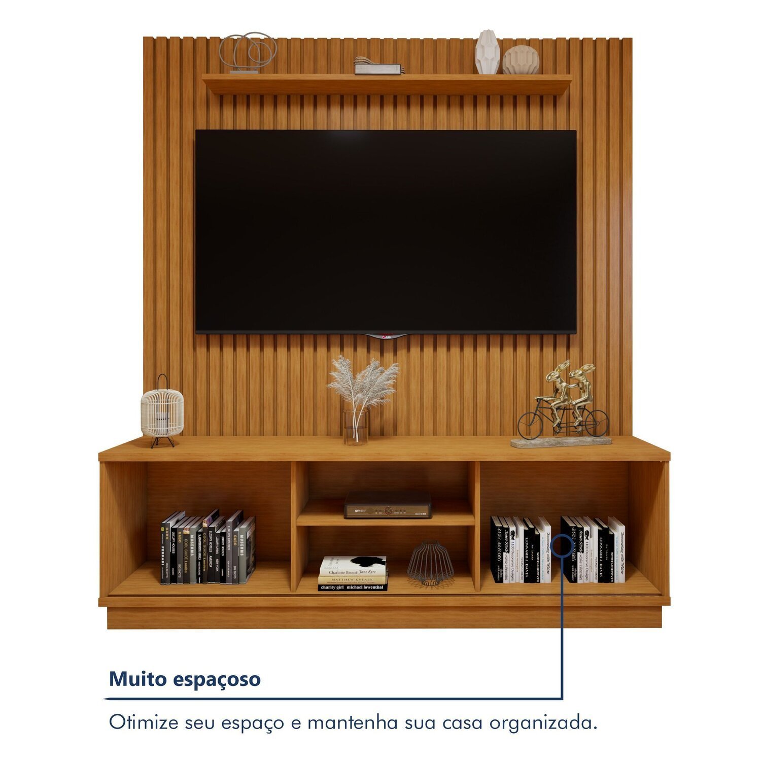 Conjunto Rack Arezzo 180cm com Painel Ripado para Tv de até 75 Polegadas Paris - 9