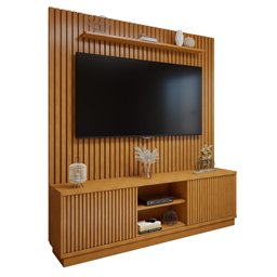 Rack com Painel para TV até 75 Polegadas Ripado 100% MDF sem Led 180cm Paris Arezzo - 18 Rack com Painel para TV até 75 Polegadas Ripado 100% MDF sem Led 180cm Paris Arezzo - 18