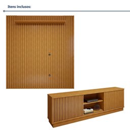 Rack com Painel para TV até 75 Polegadas Ripado 100% MDF sem Led 180cm Paris Arezzo - 10 Rack com Painel para TV até 75 Polegadas Ripado 100% MDF sem Led 180cm Paris Arezzo - 10