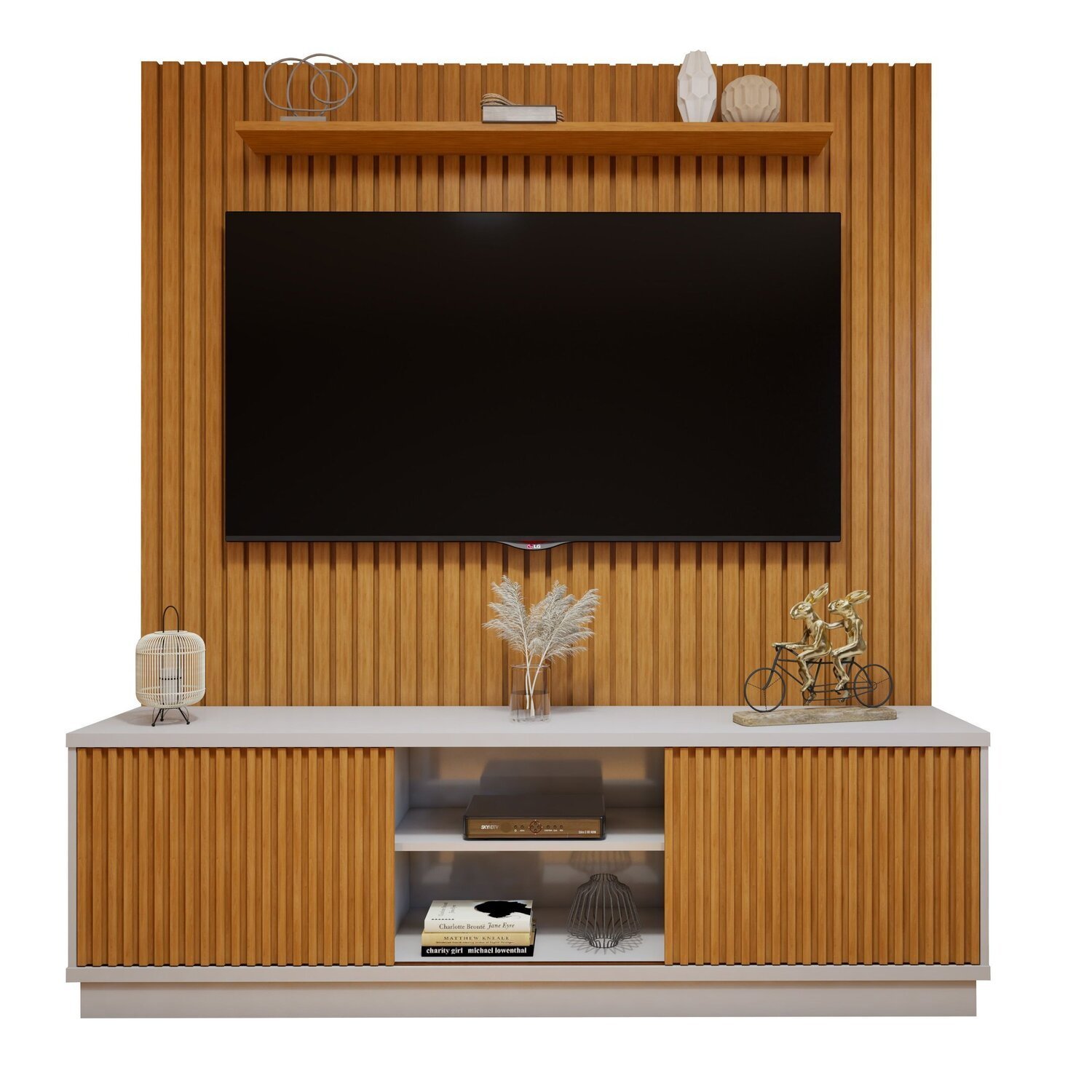 Conjunto Rack Arezzo 180cm com Painel Ripado para Tv de até 75 Polegadas Paris - 17