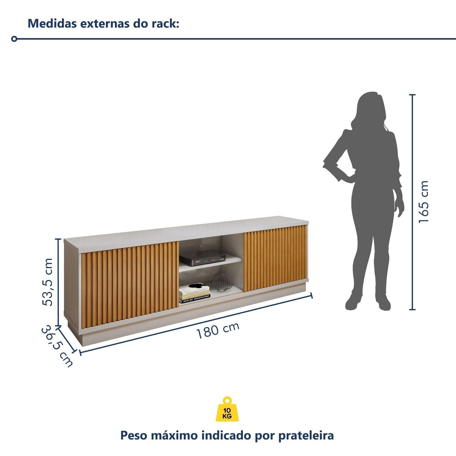 Conjunto Rack Arezzo 180cm com Painel Ripado para Tv de até 75 Polegadas Paris - 12