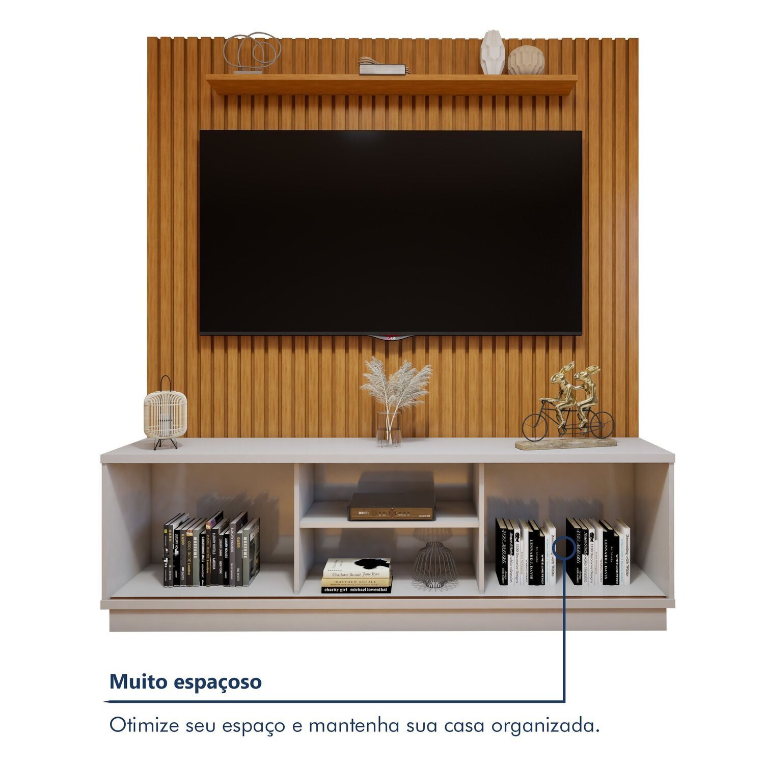 Conjunto Rack Arezzo 180cm com Painel Ripado para Tv de até 75 Polegadas Paris - 9