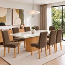 Ver imagem 1 de Conjunto Sala de Jantar 8 Lugares Retangular Tampo Vidro/MDF 200x90cm Mesa Diana e Cadeiras Espanha