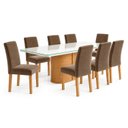 Ver imagem 2 de Conjunto Sala de Jantar 8 Lugares Retangular Tampo Vidro/MDF 200x90cm Mesa Diana e Cadeiras Espanha
