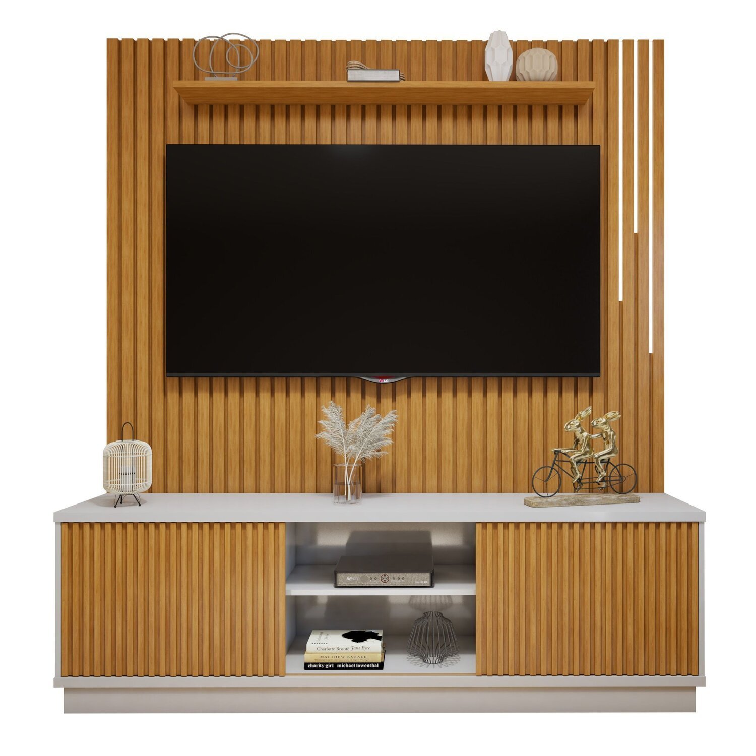 Conjunto Rack Arezzo 180cm com Painel Ripado com Led para Tv de até 75 Polegadas com Led Paris - 17