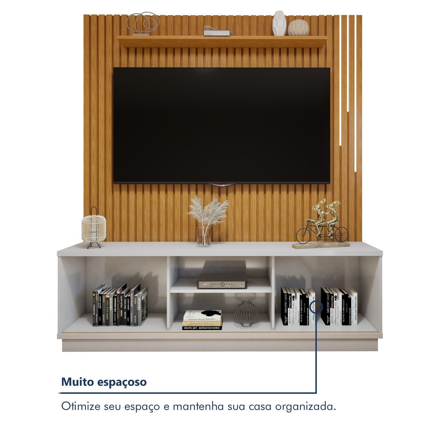 Conjunto Rack Arezzo 180cm com Painel Ripado com Led para Tv de até 75 Polegadas com Led Paris - 9