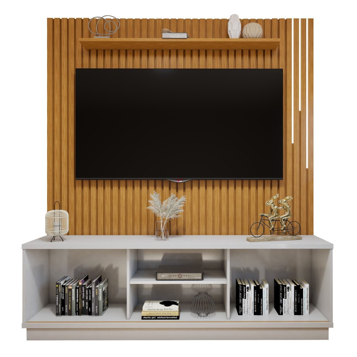 Conjunto Rack Arezzo 180cm com Painel Ripado com Led para Tv de até 75 Polegadas com Led Paris - 16