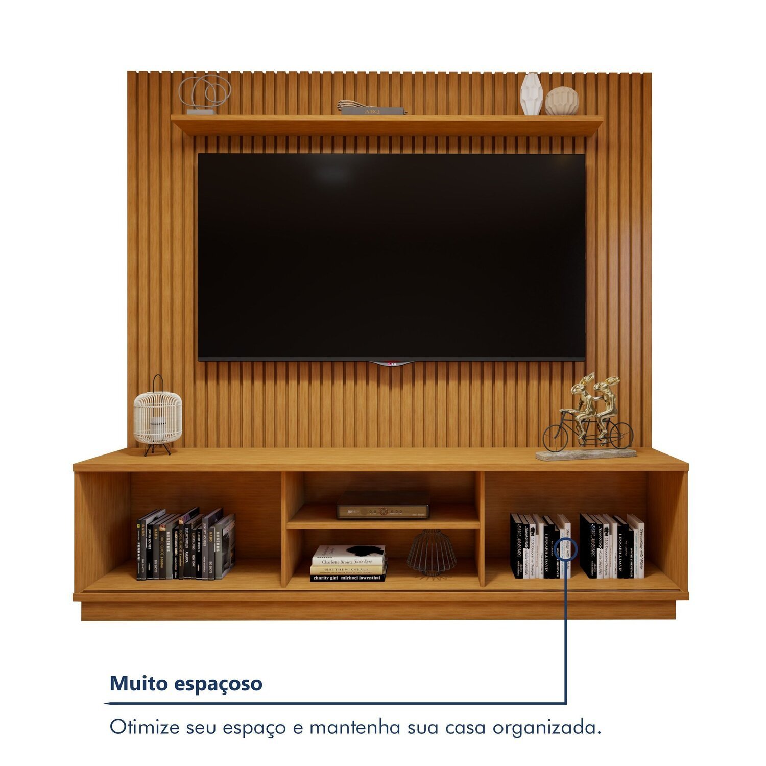 Rack com Painel para TV até 75 Polegadas Ripado 100% MDF sem Led 220cm Paris Arezzo - 9